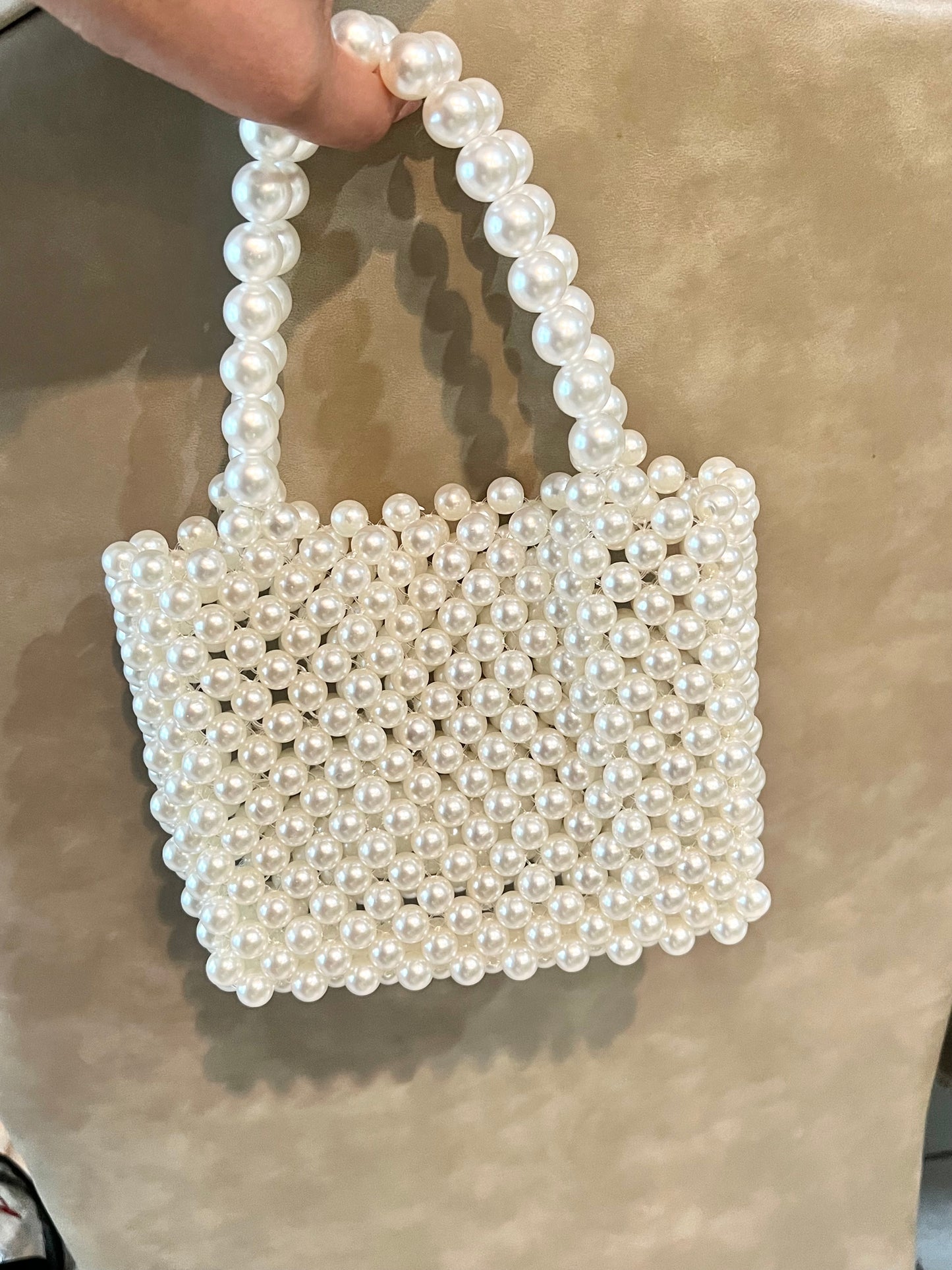 Beaded Pearl/Wooden Purse