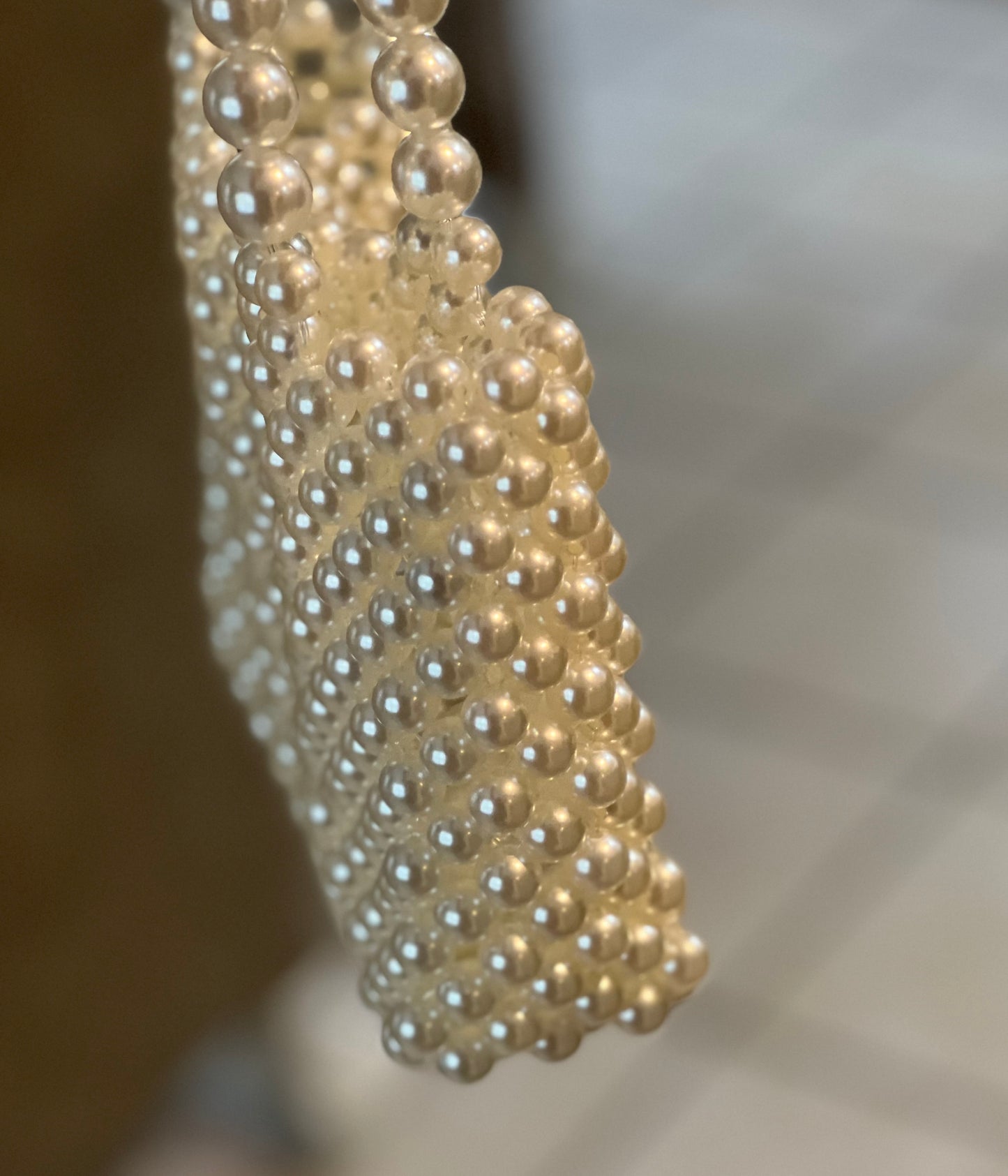 Beaded Pearl/Wooden Purse