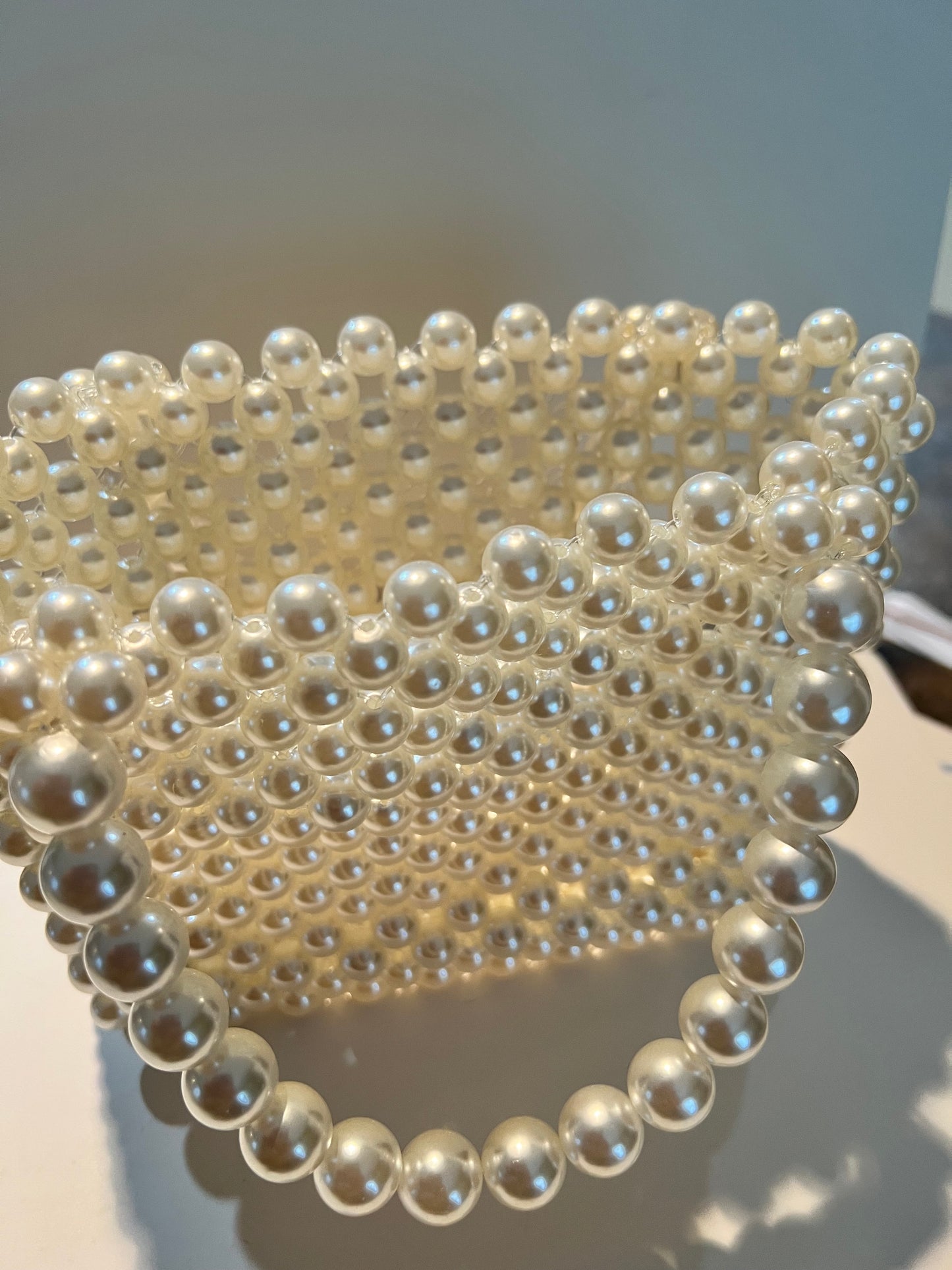 Beaded Pearl/Wooden Purse