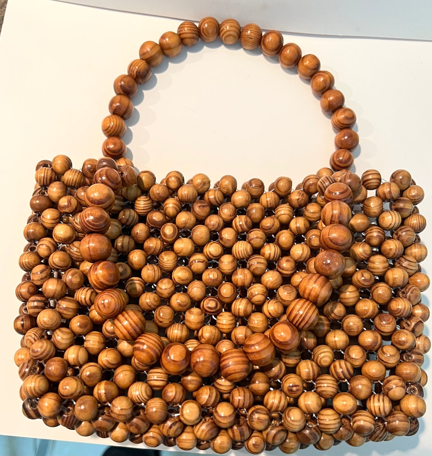 Beaded Pearl/Wooden Purse