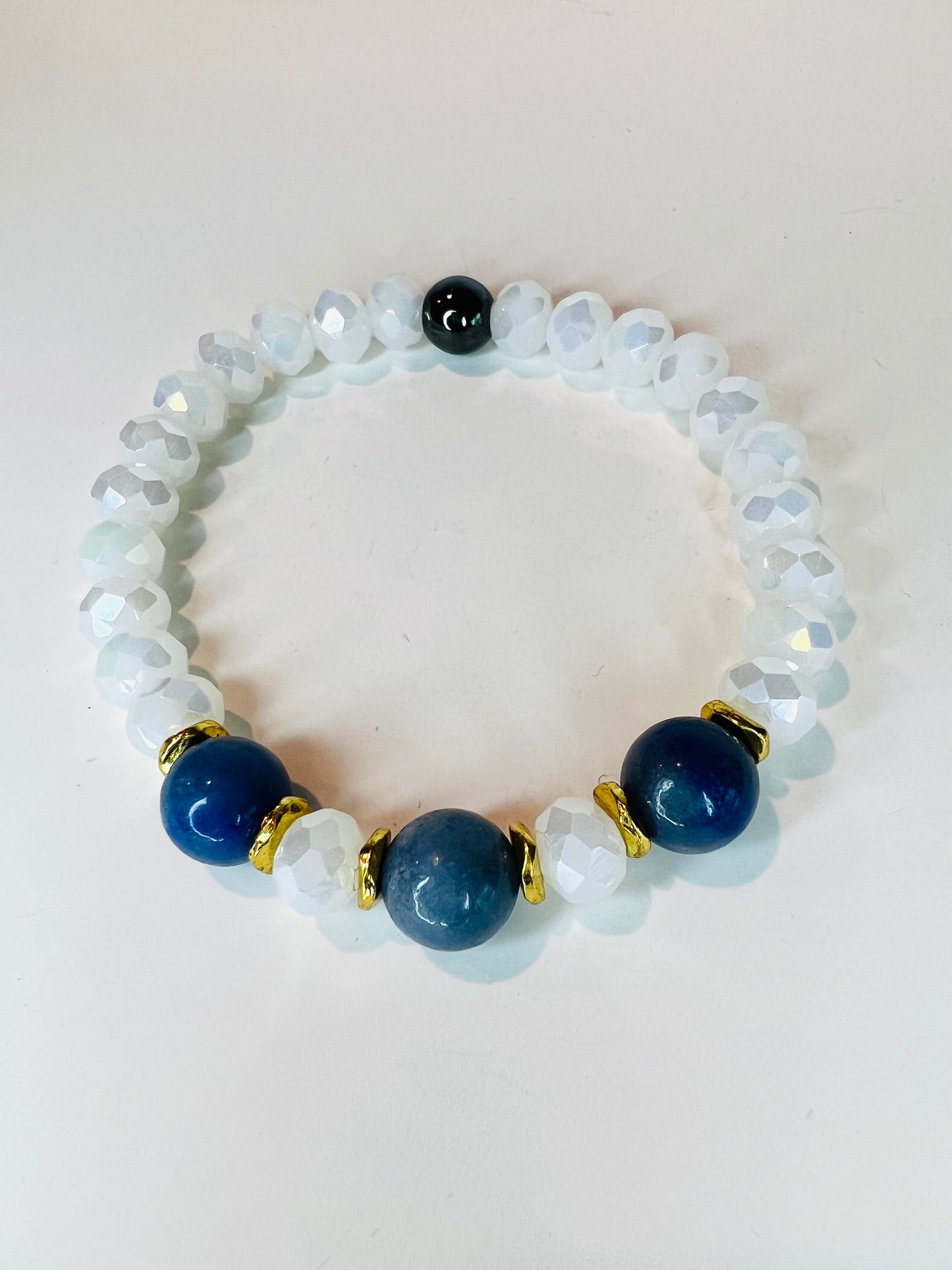 Blue Lapis and faceted crystal bracelet
