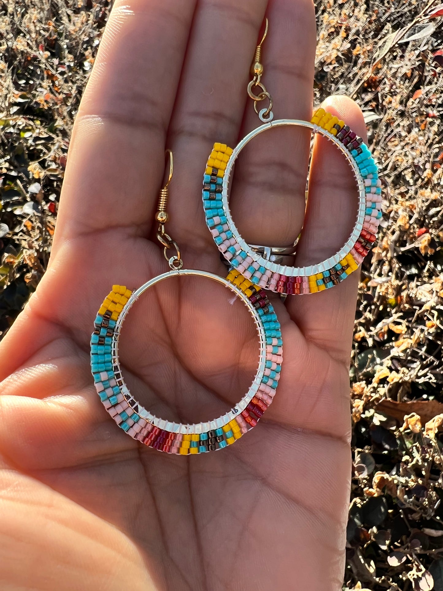 Hoop beaded earrings
