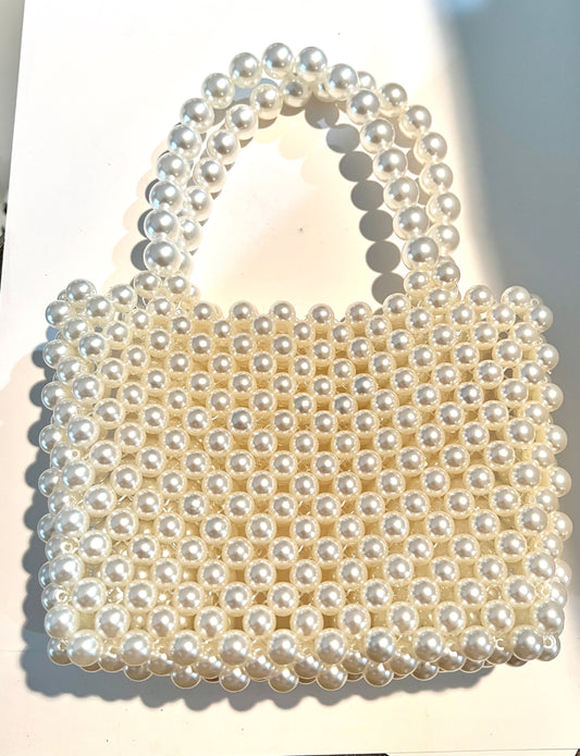 Beaded Pearl/Wooden Purse