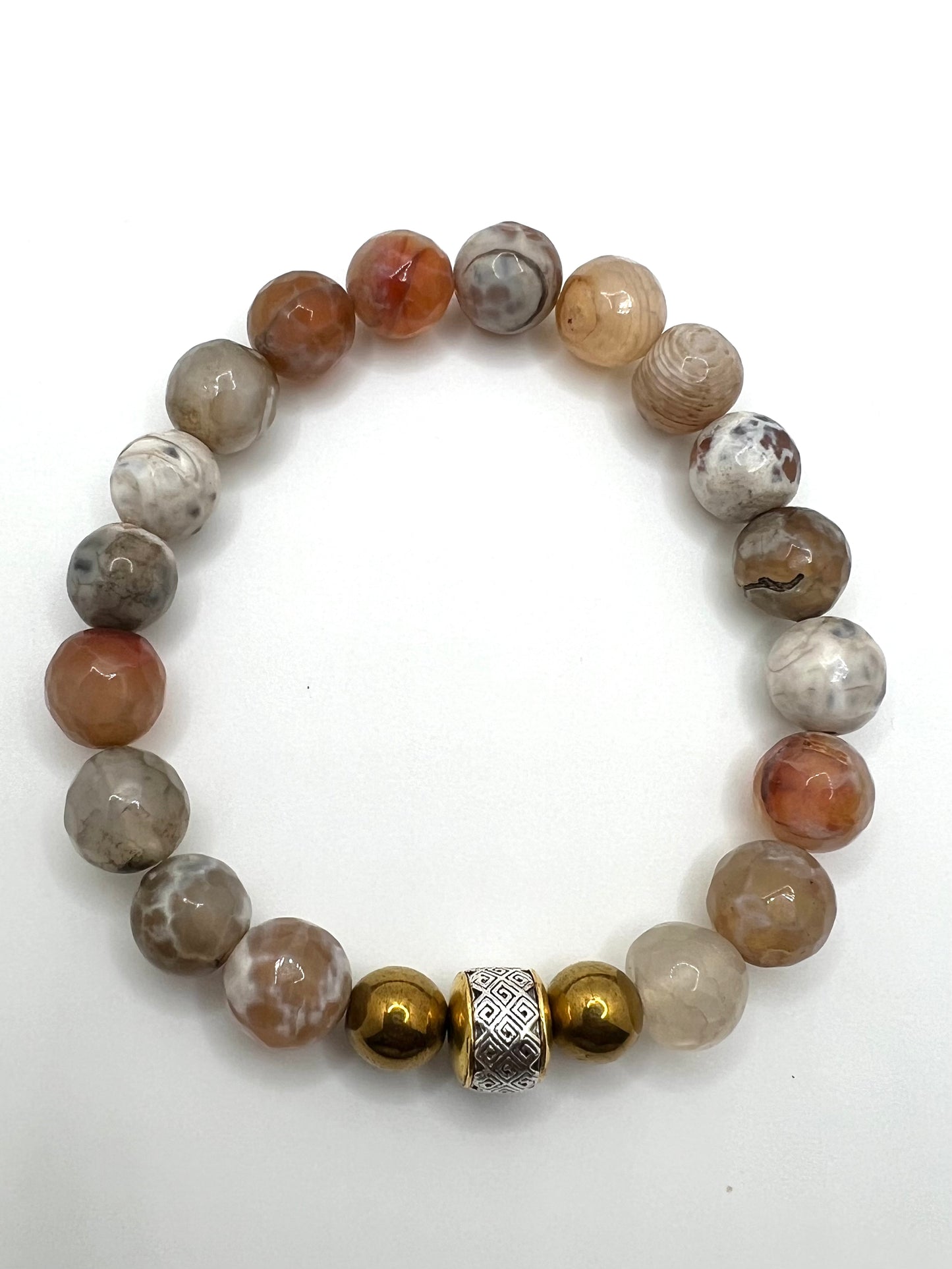 Men’s Faceted Picture Agate Bracelet