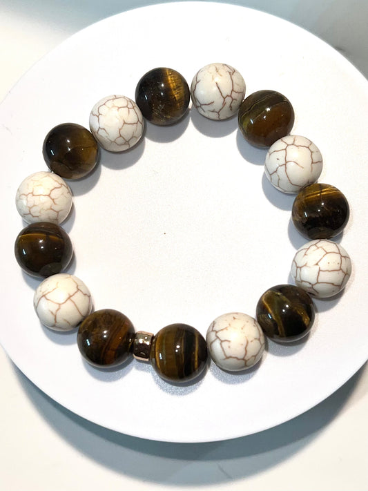 BOLD Men’s Howlite and Tiger Eye Bracelet