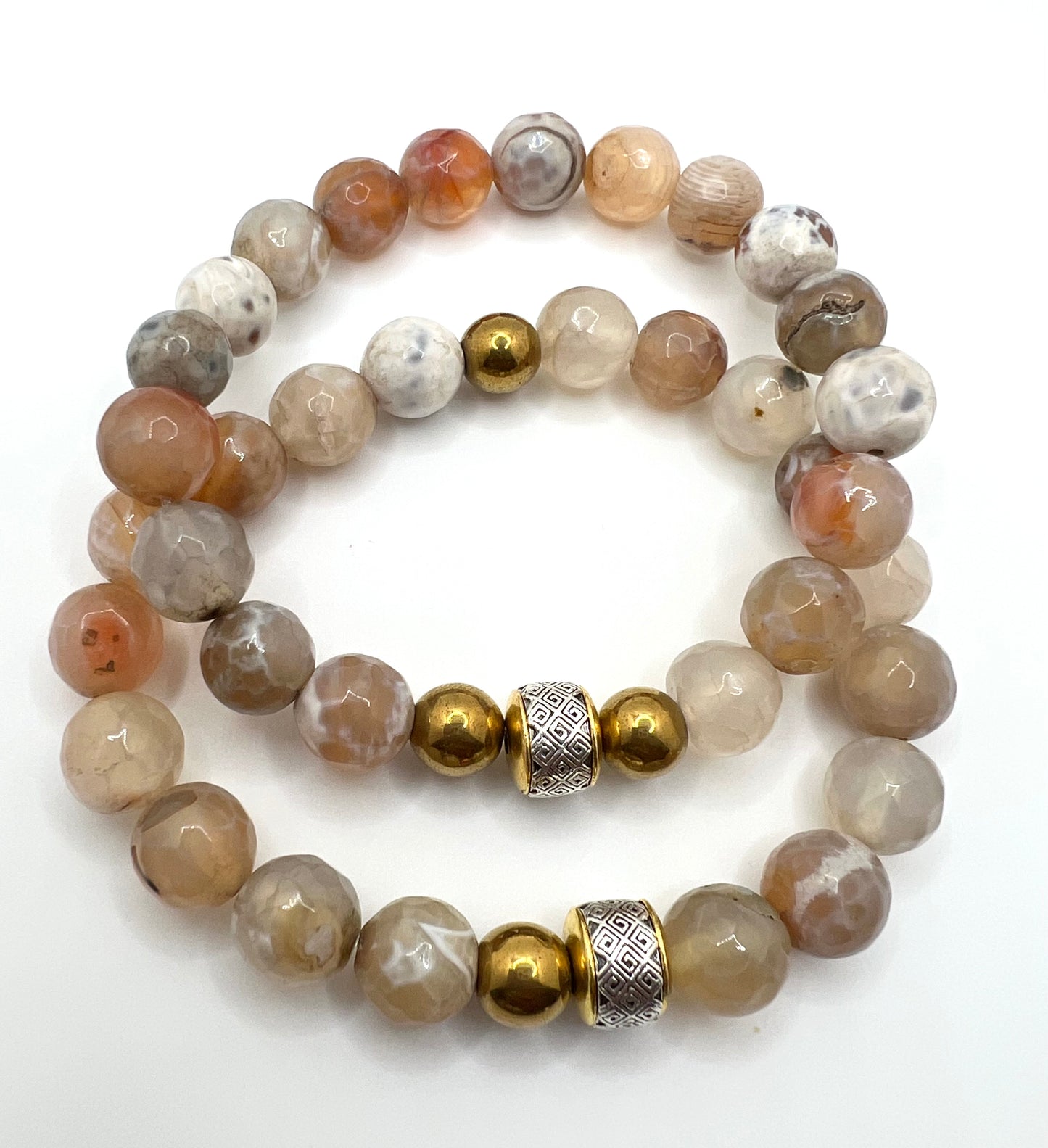 Men’s Faceted Picture Agate Bracelet