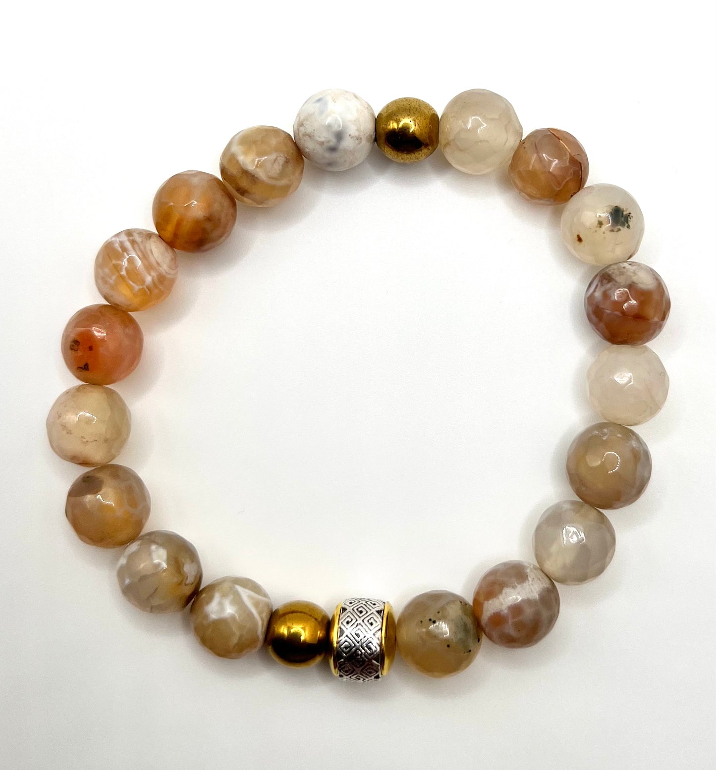 Men’s Faceted Picture Agate Bracelet