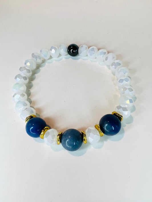 Blue Lapis and faceted crystal bracelet