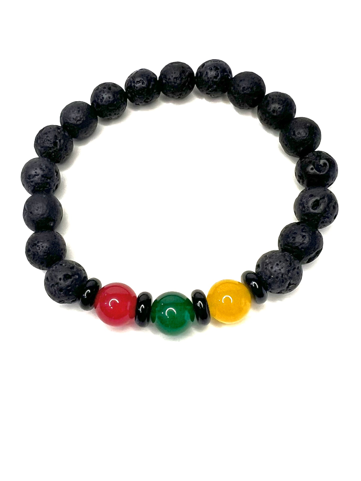 Men’s Juneteenth African American Inspired beaded Jade and Lava Bracelet