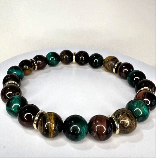 Men’s Multi Color Tiger Eye Bracelet