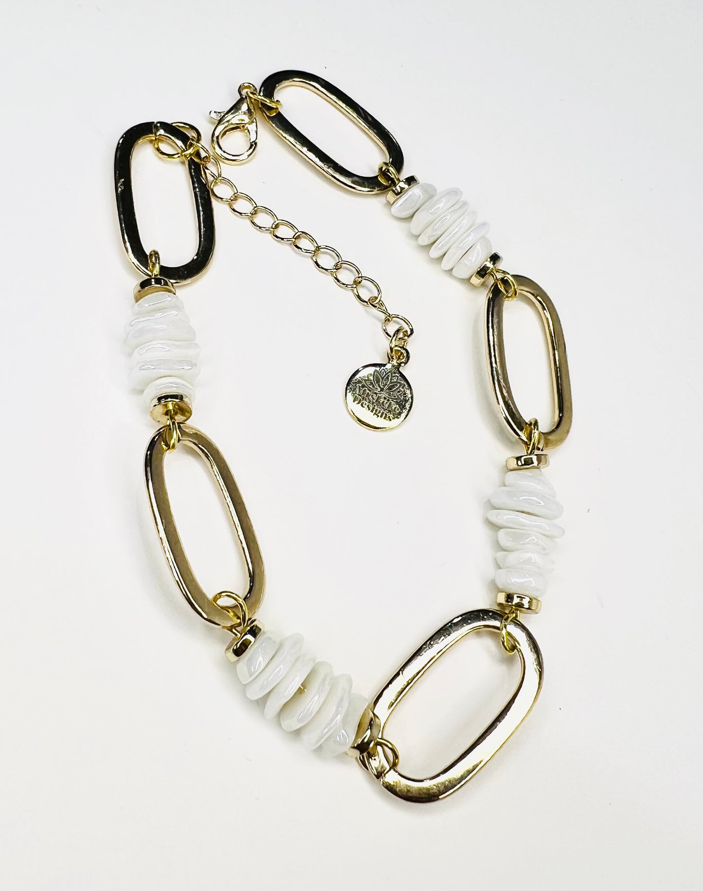 Mother of Pearl and Gold Link Bracelet