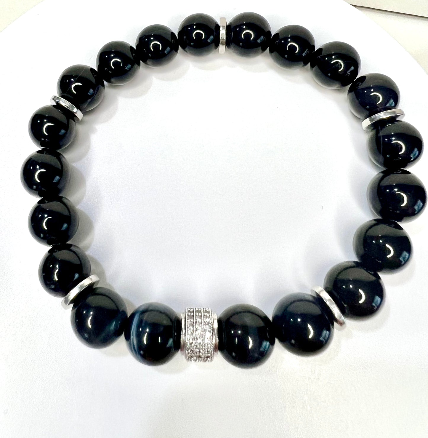 Men’s Blue Tiger Eye/Black Onyx Bracelet