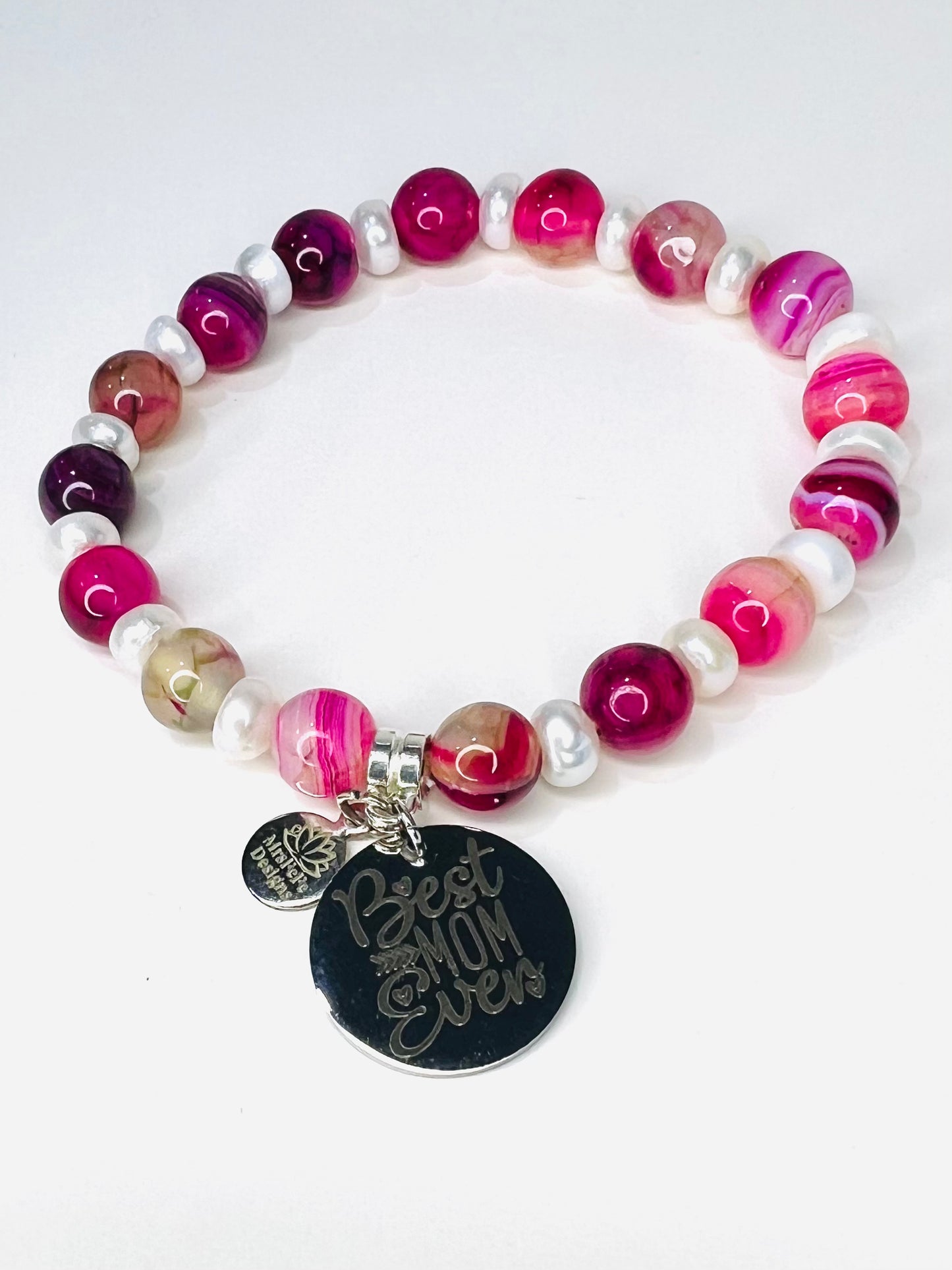 Pearl and Pink Agate Bracelet