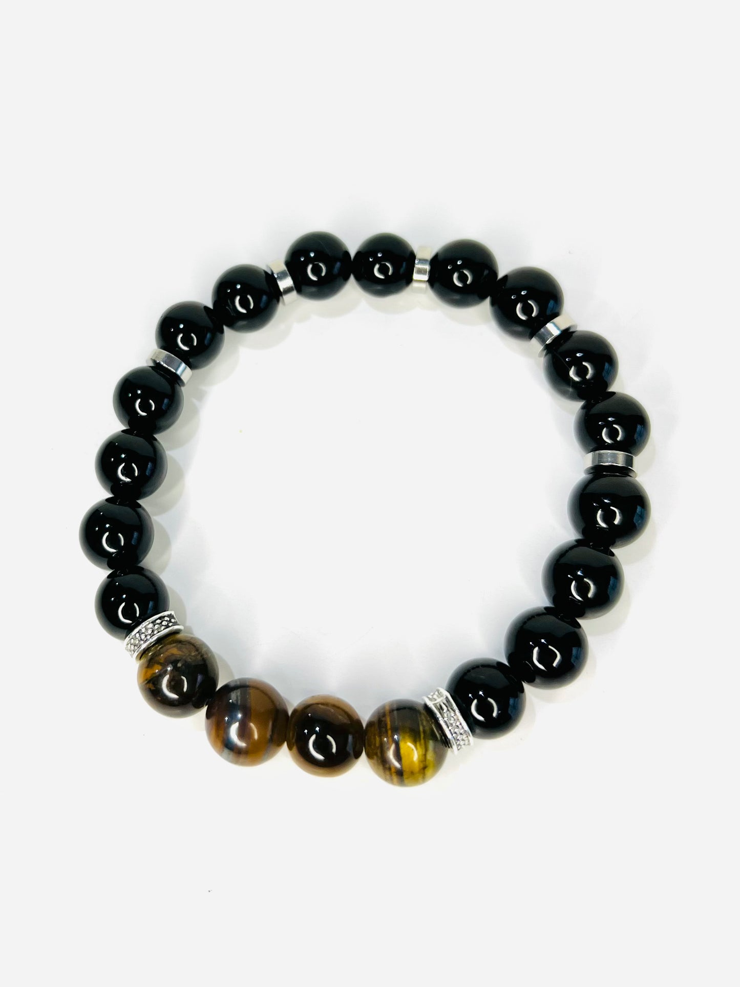 Men’s Tiger Eye and Black Onyx Bracelet