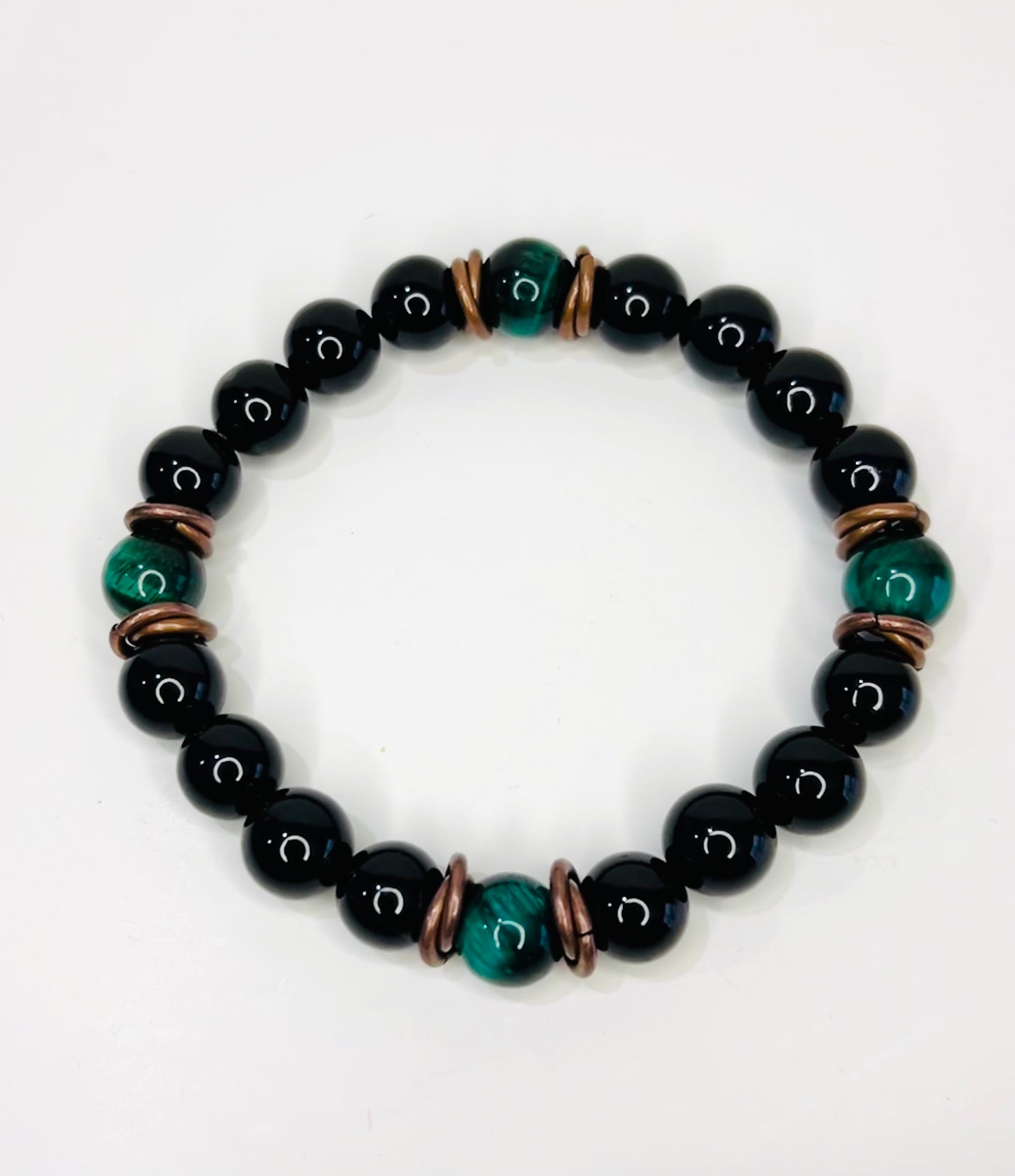 Men’s Emerald Green Tiger and Black Onyx Bracelet