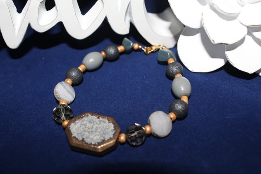 Moss agate beaded bracelet