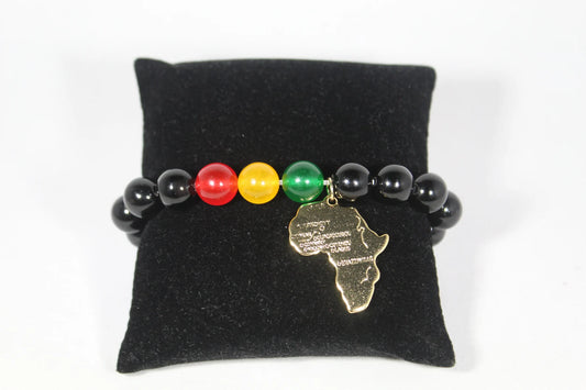 Men’s Juneteenth African American Inspired beaded Jade and Lava Bracelet