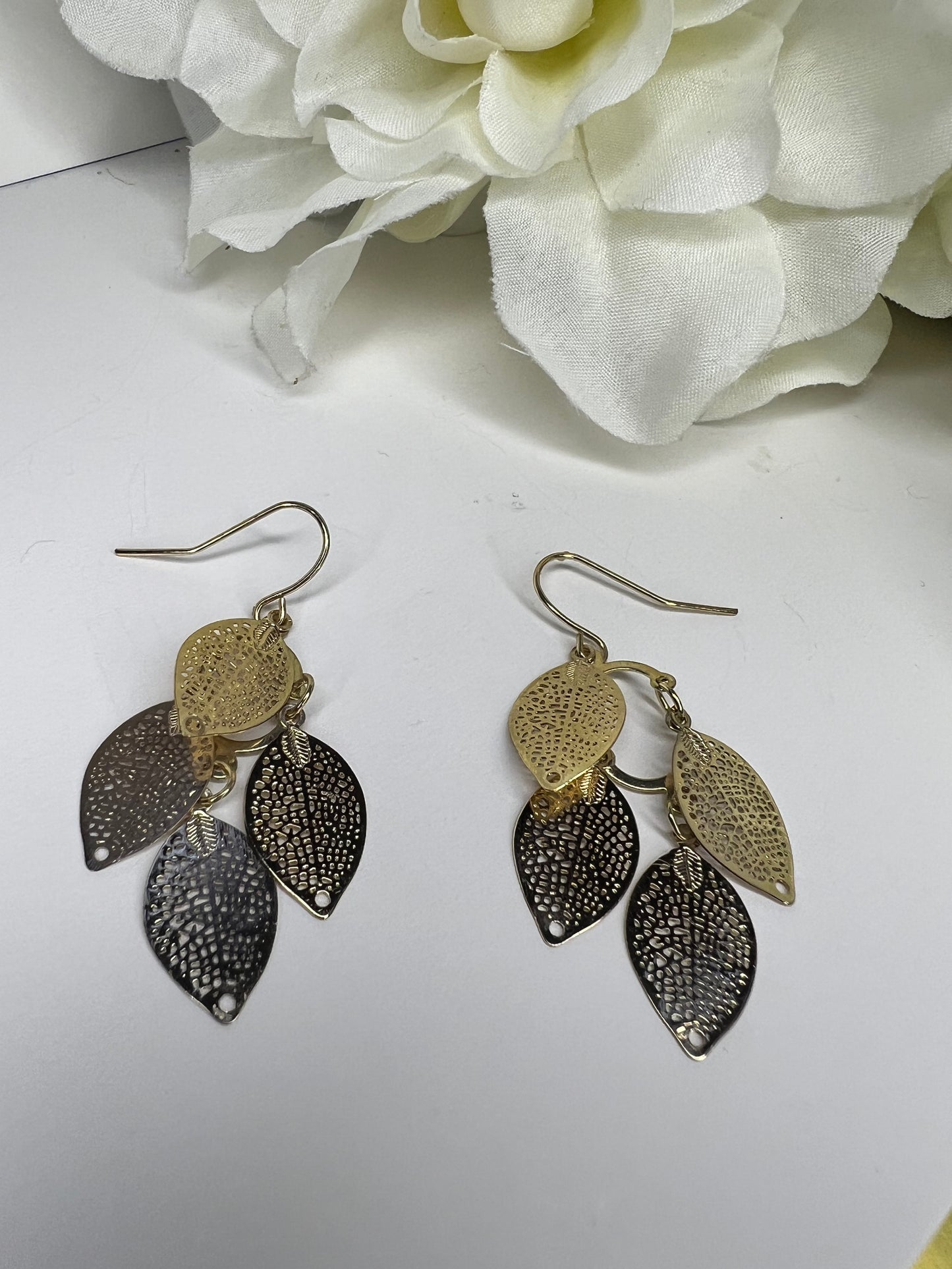 Gold Leaf Dangle Earrings