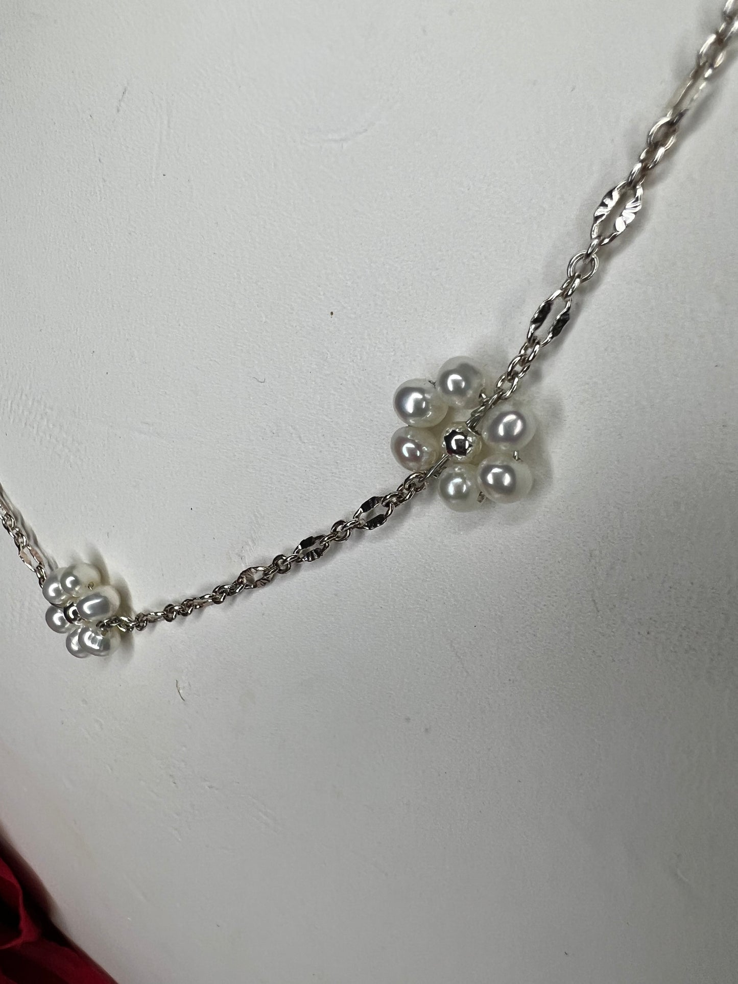 Sterling Silver Daisy Pearl Necklace