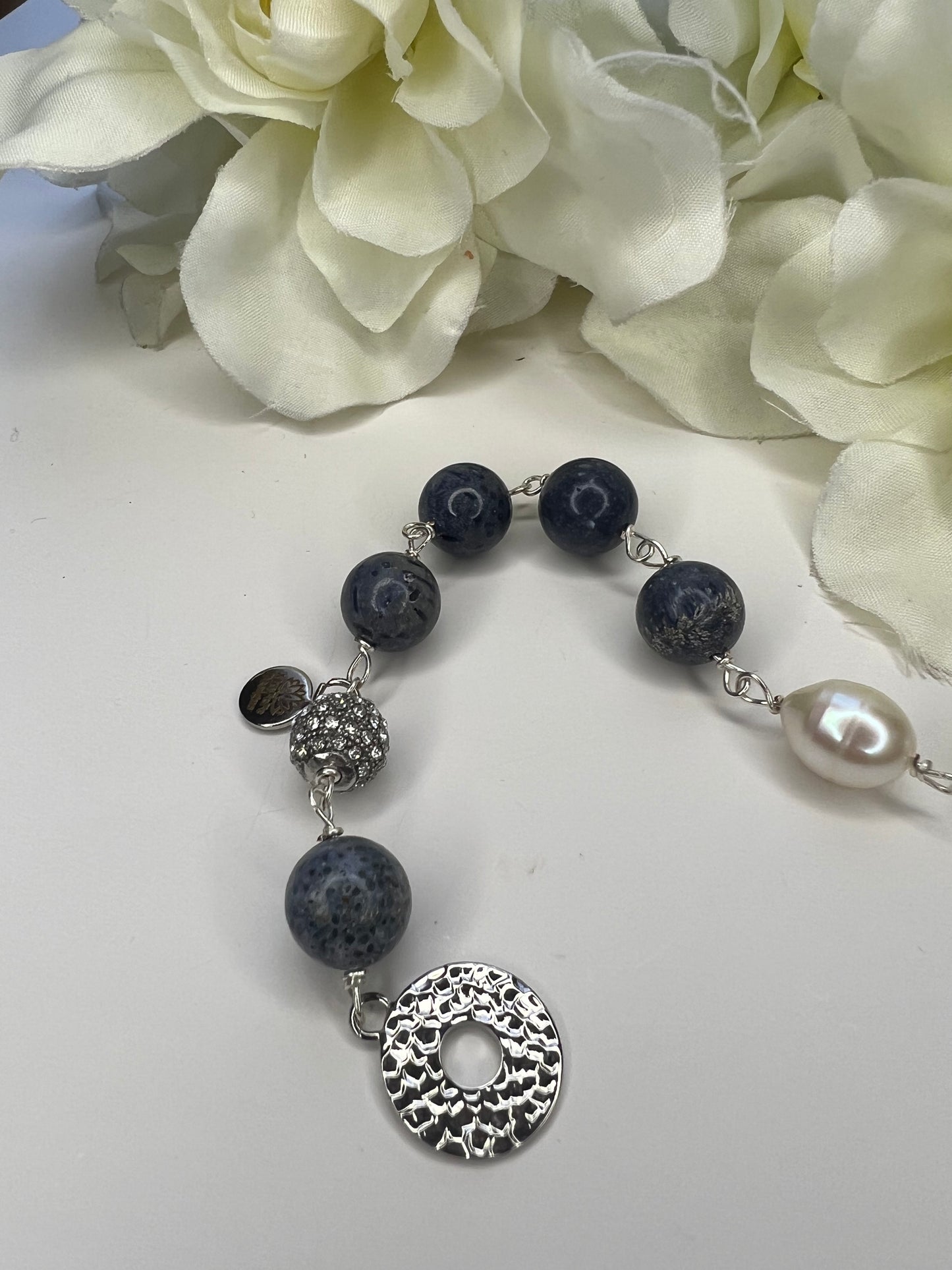 Pearl and Denim Lapis bracelet