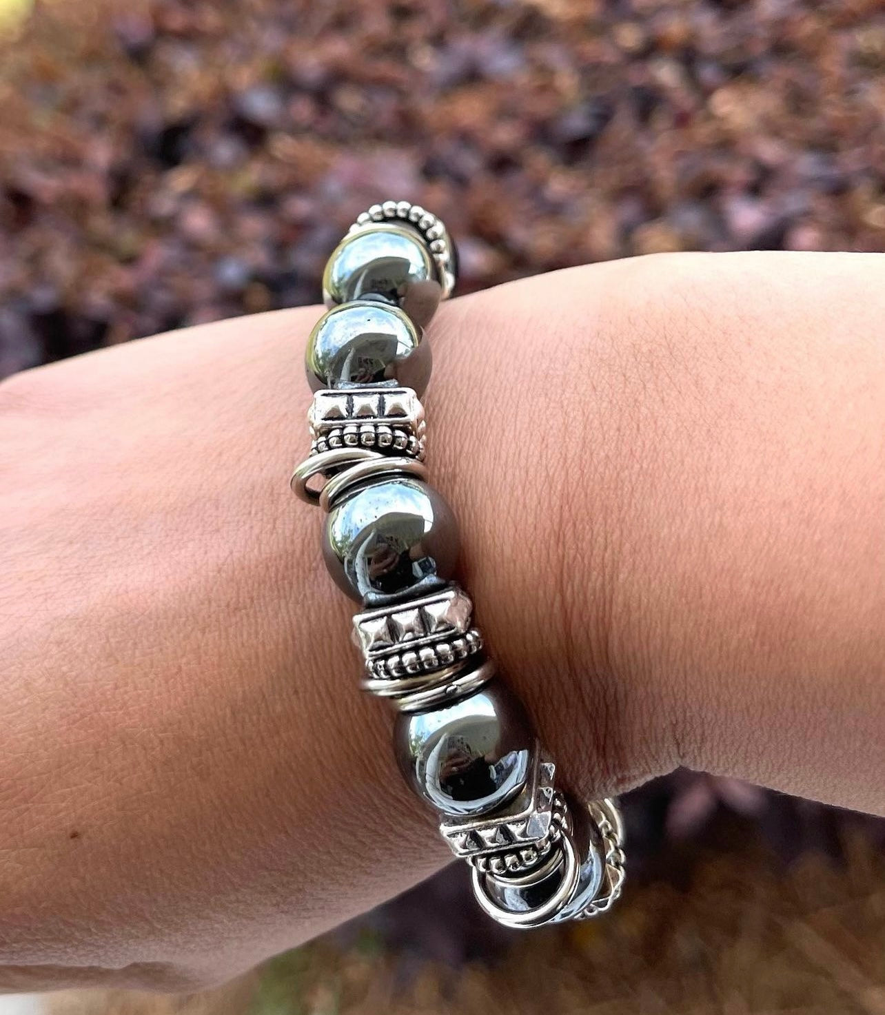 Hematite boho style bracelet