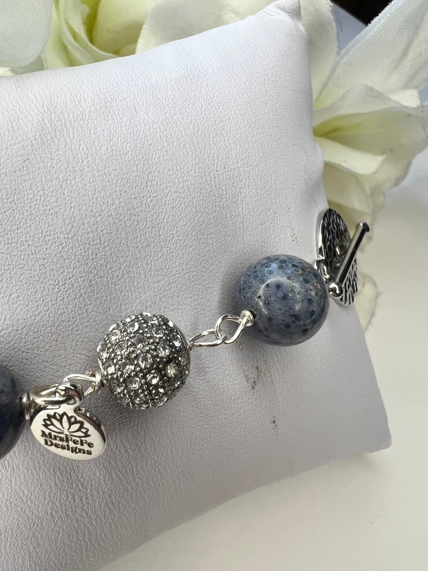 Pearl and Denim Lapis bracelet