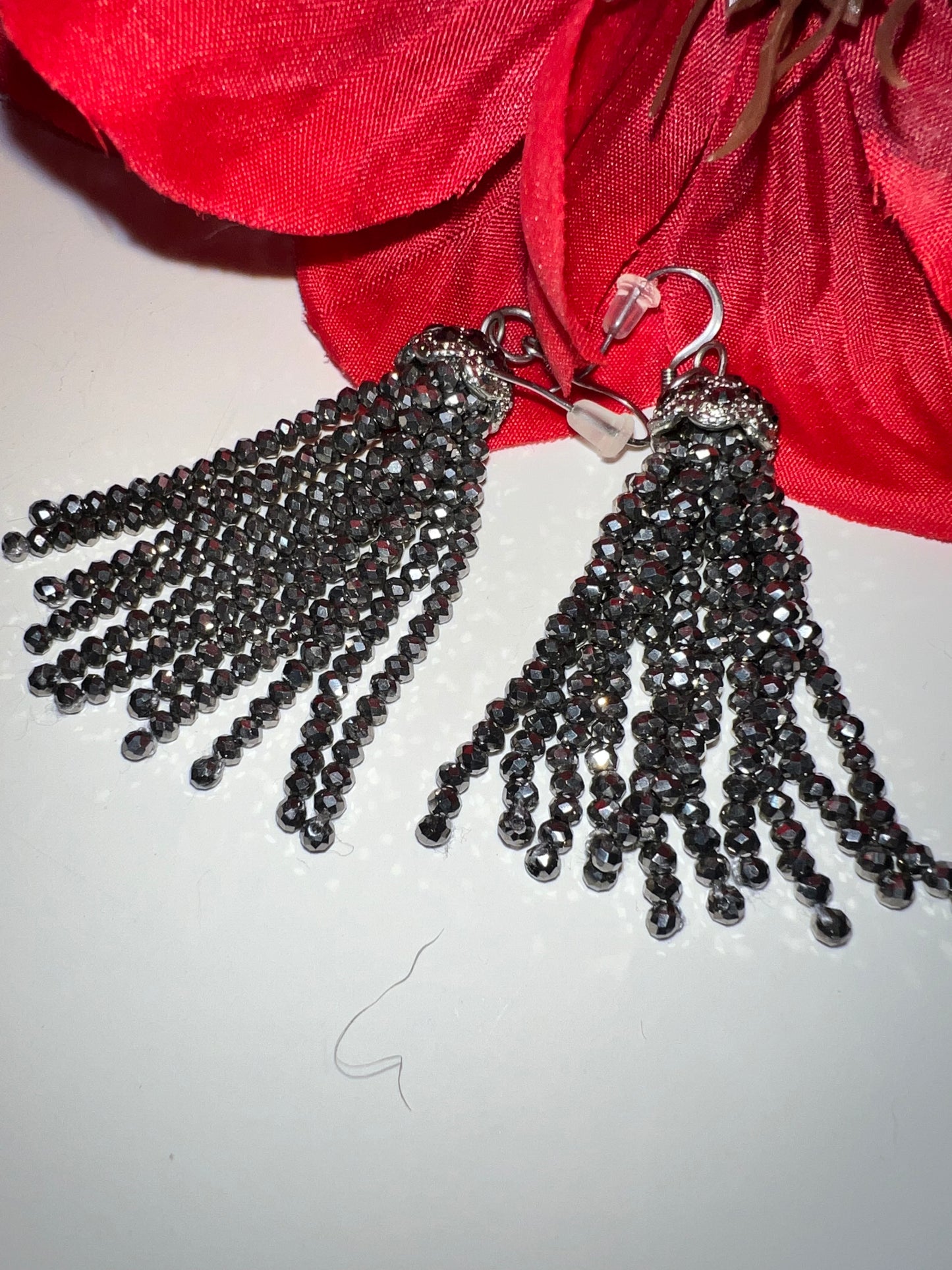 Hematite multi-strand dangle earrings