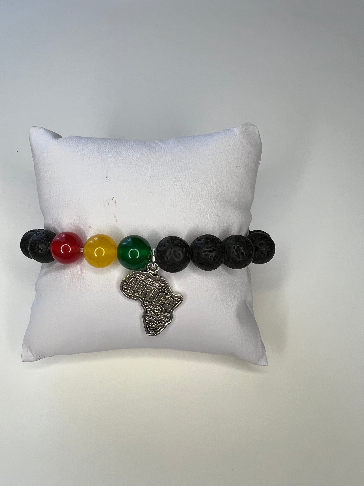 Men’s Juneteenth African American Inspired beaded Jade and Lava Bracelet