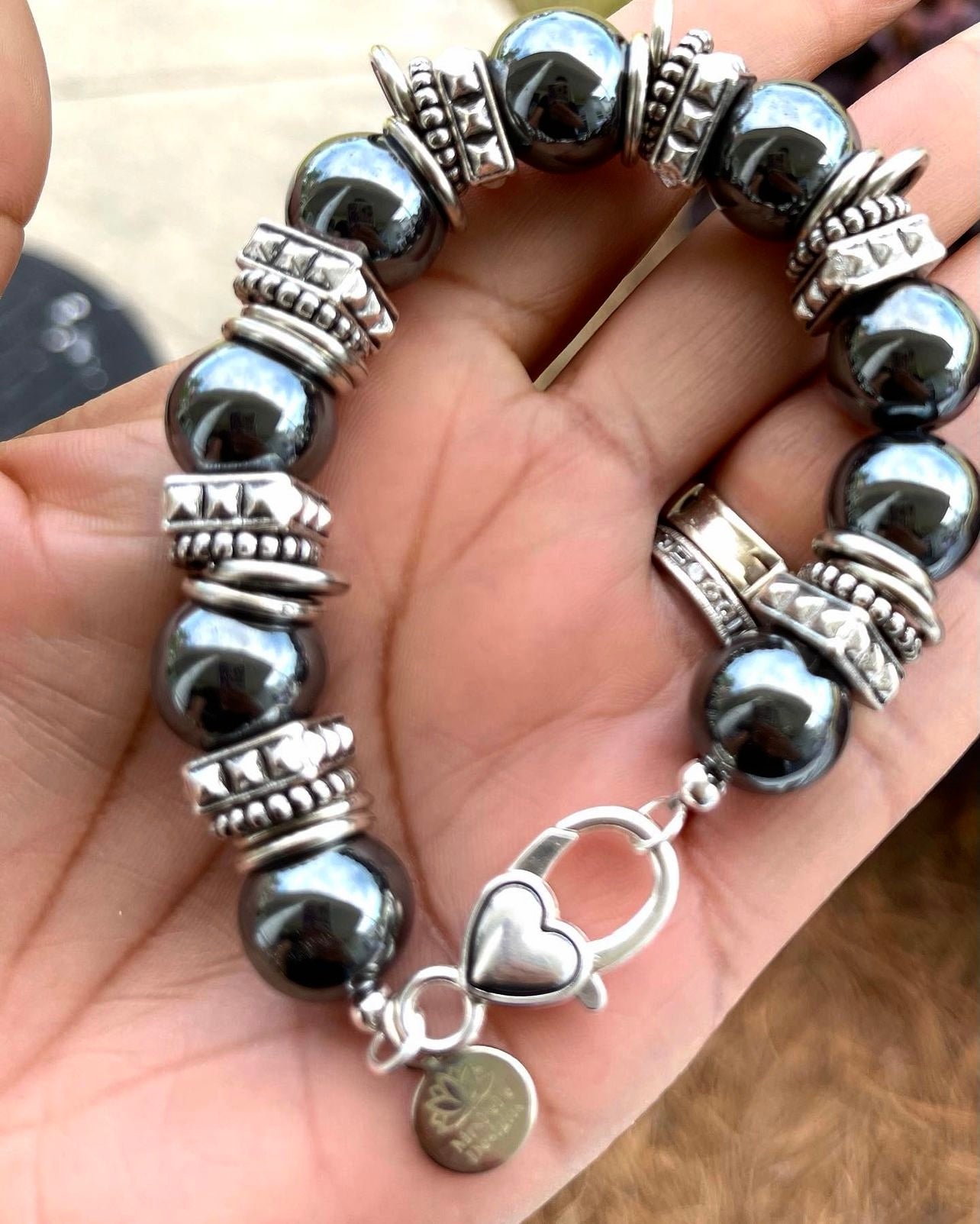 Hematite boho style bracelet