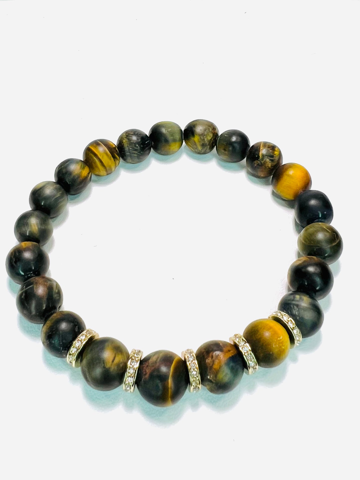 Men’s Dark Tiger Eye W/Crystal Accents