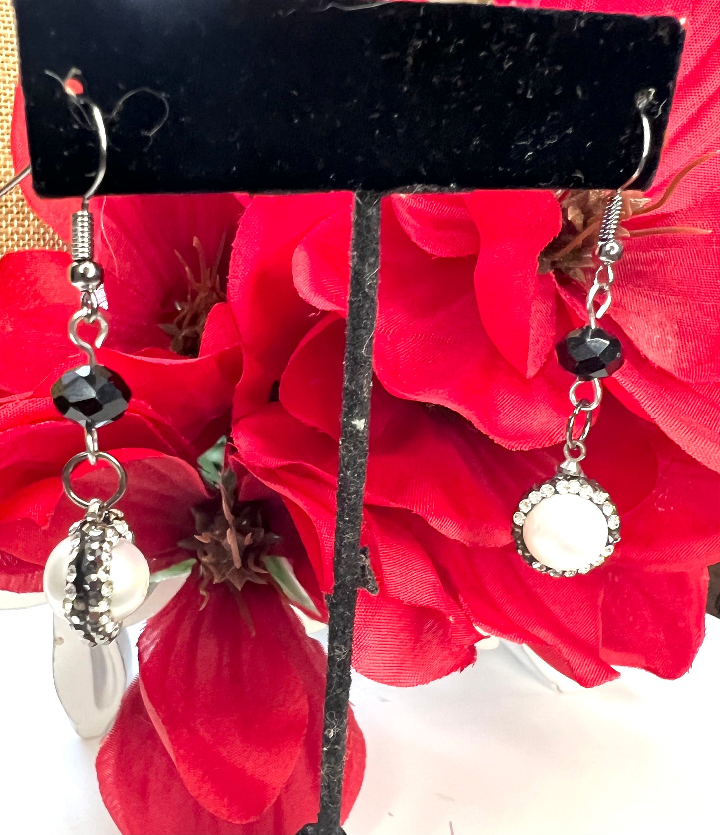 Pearl/Crystal Dangle Earrings