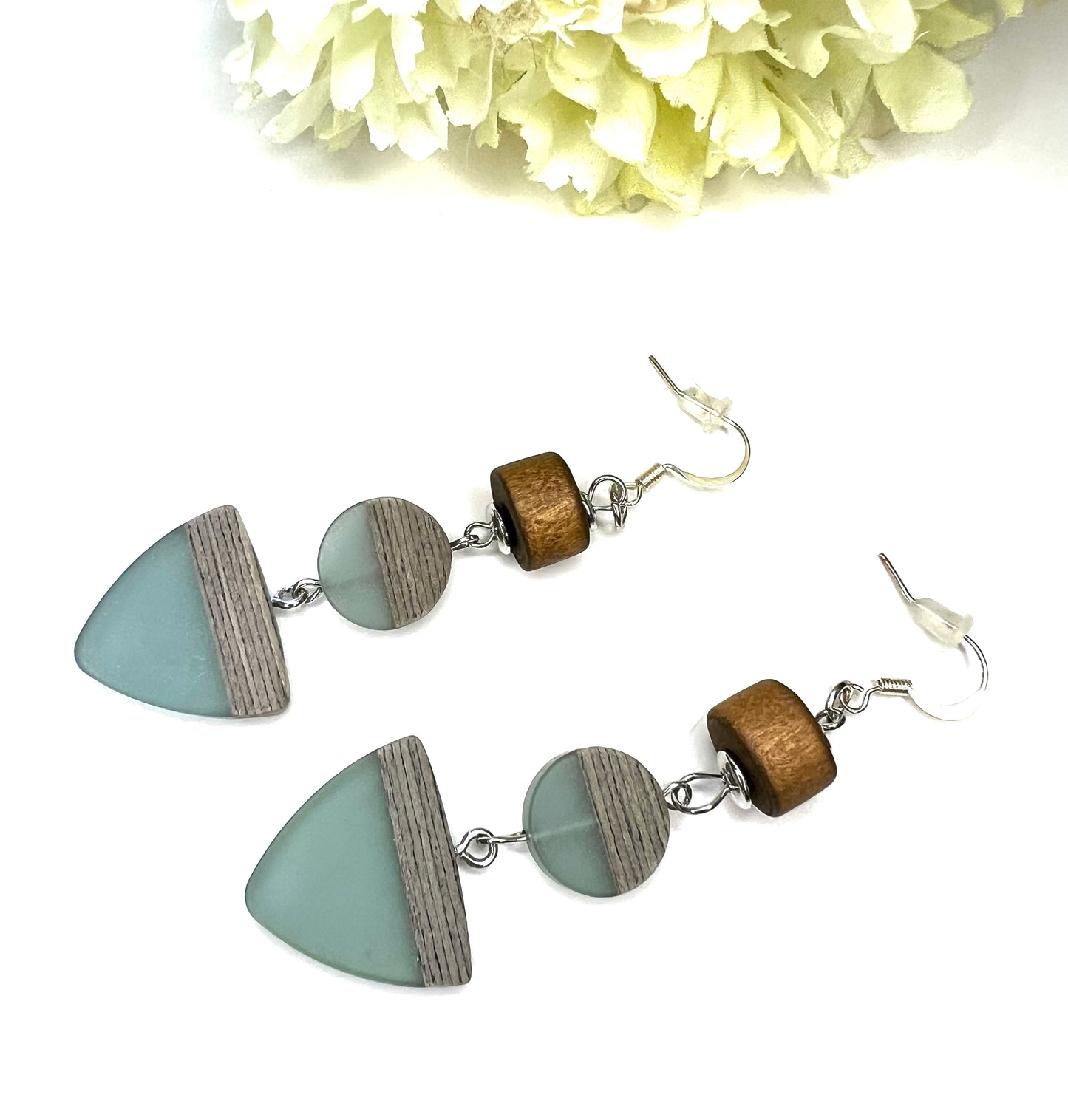 Wood and Resin Dangle Earrings