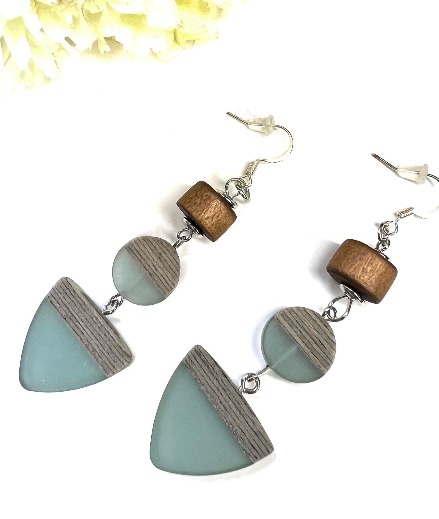 Wood and Resin Dangle Earrings