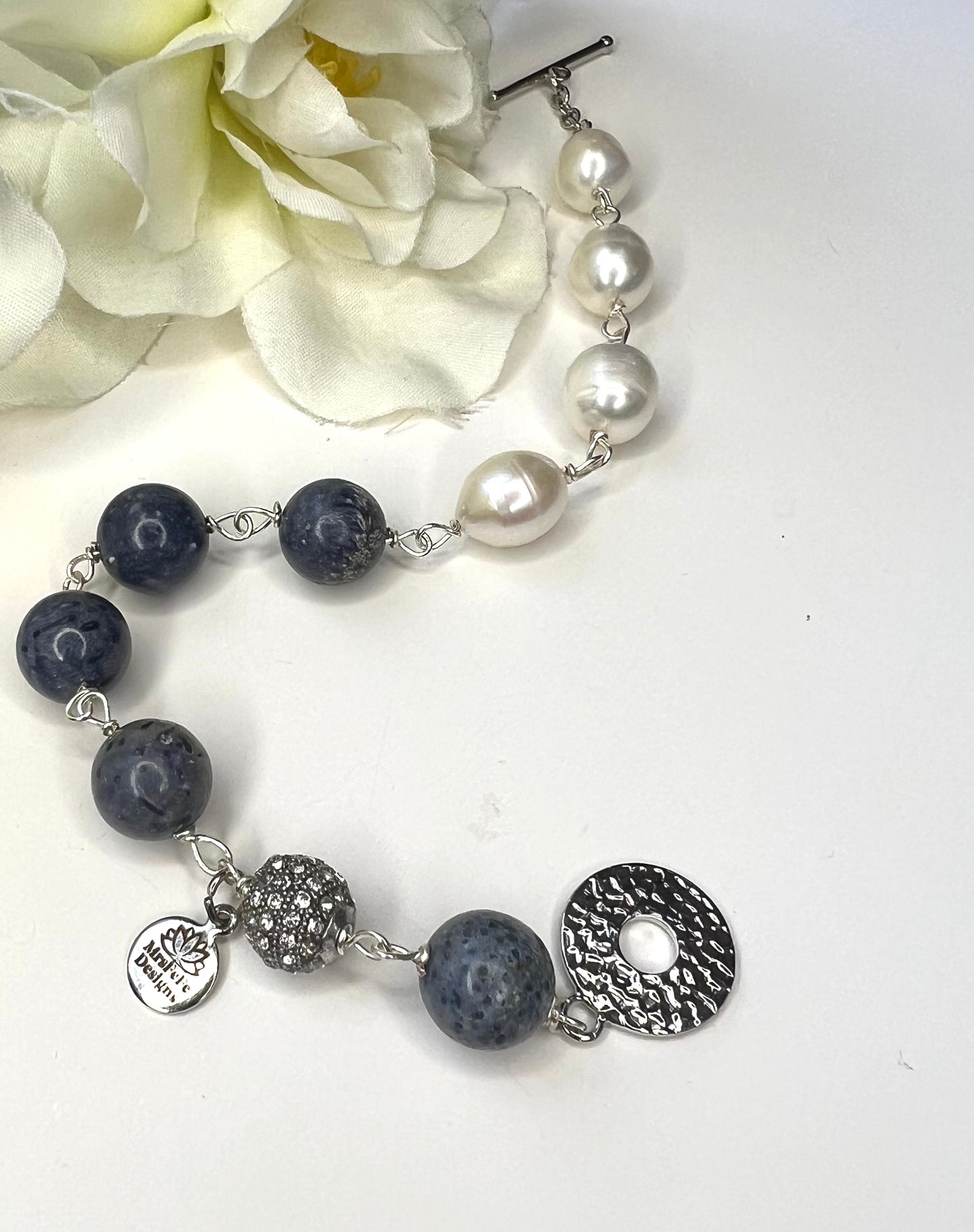 Pearl and Denim Lapis bracelet