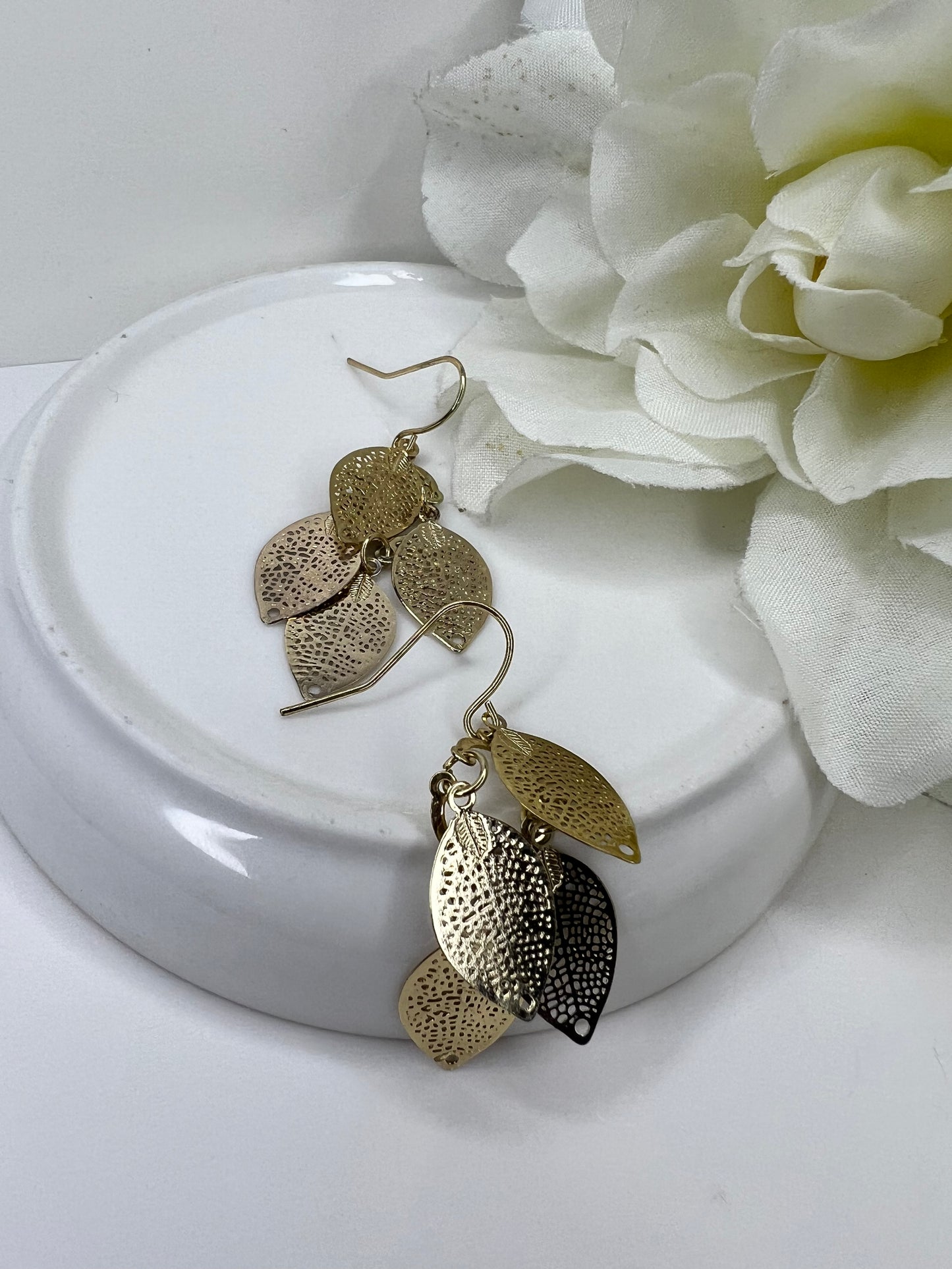 Gold Leaf Dangle Earrings