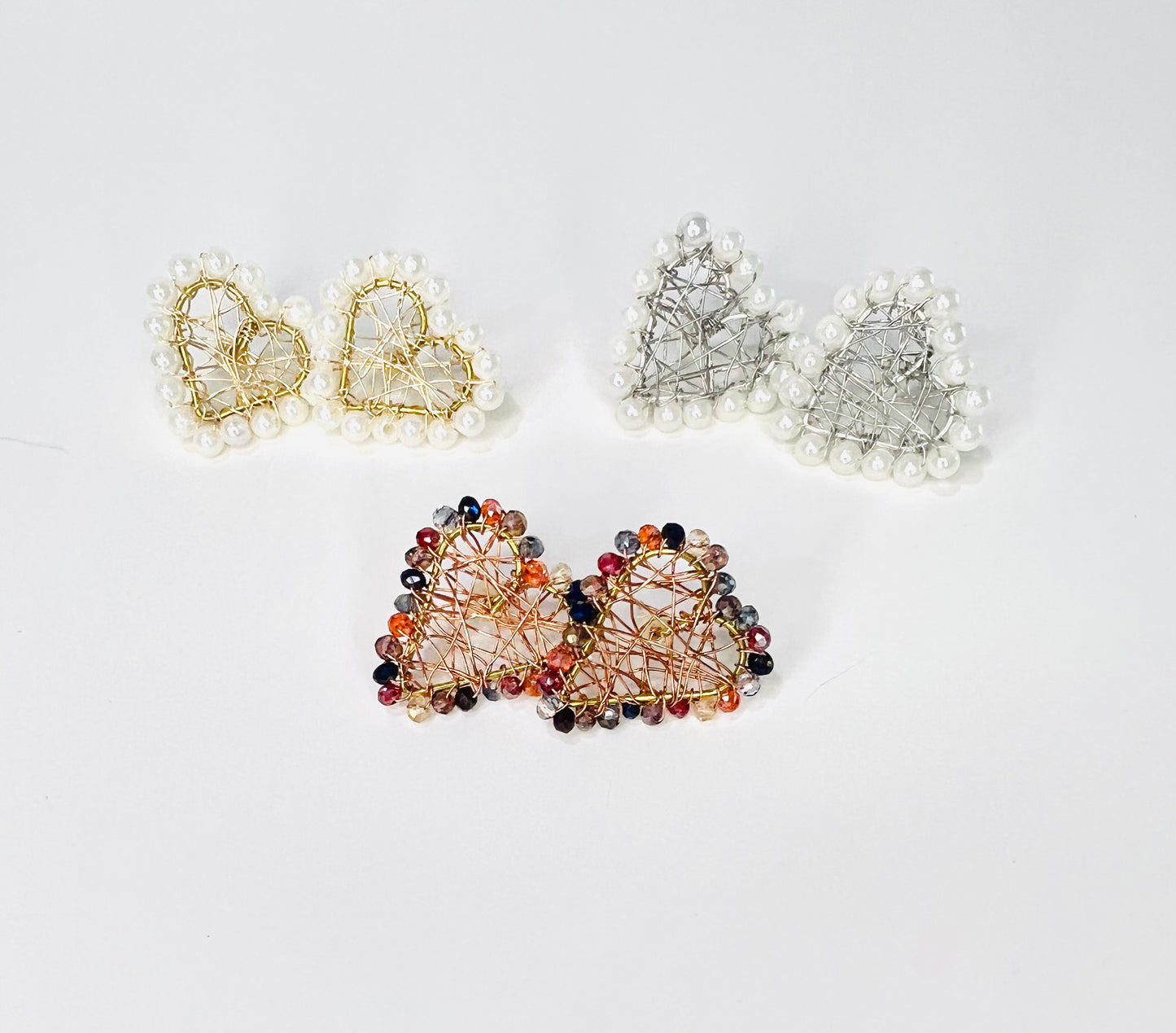 Pearl and Crystal Heart Earrings