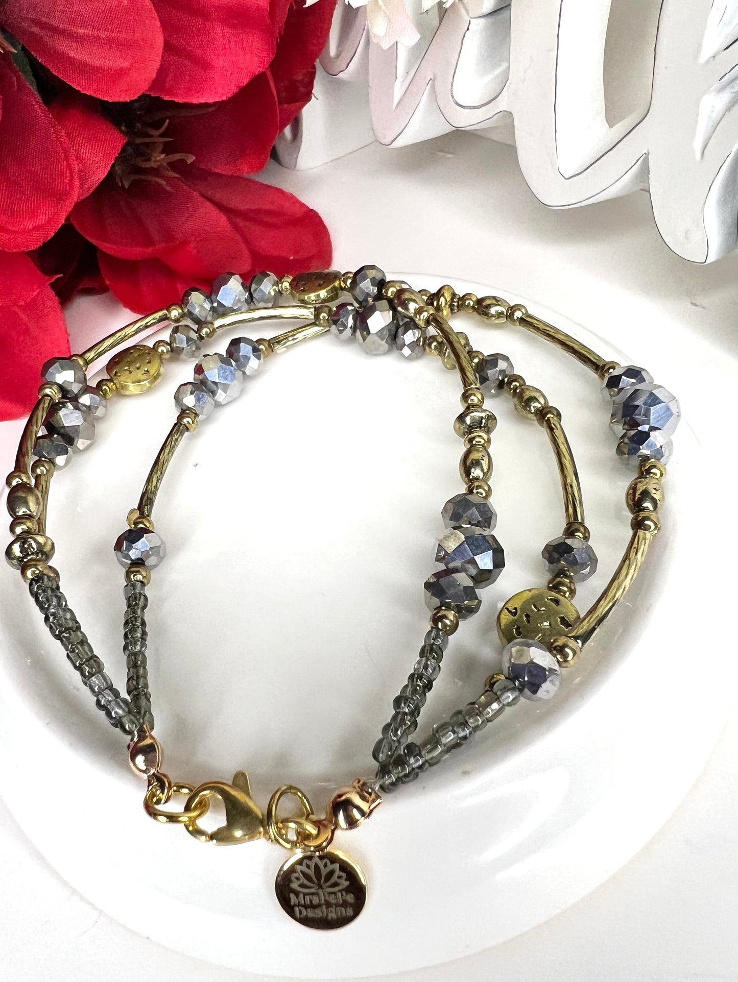 Gunmetal and Gold Toned Bracelet