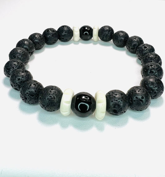 Men’s Black Onyx, Bone Shell and Lava Stones