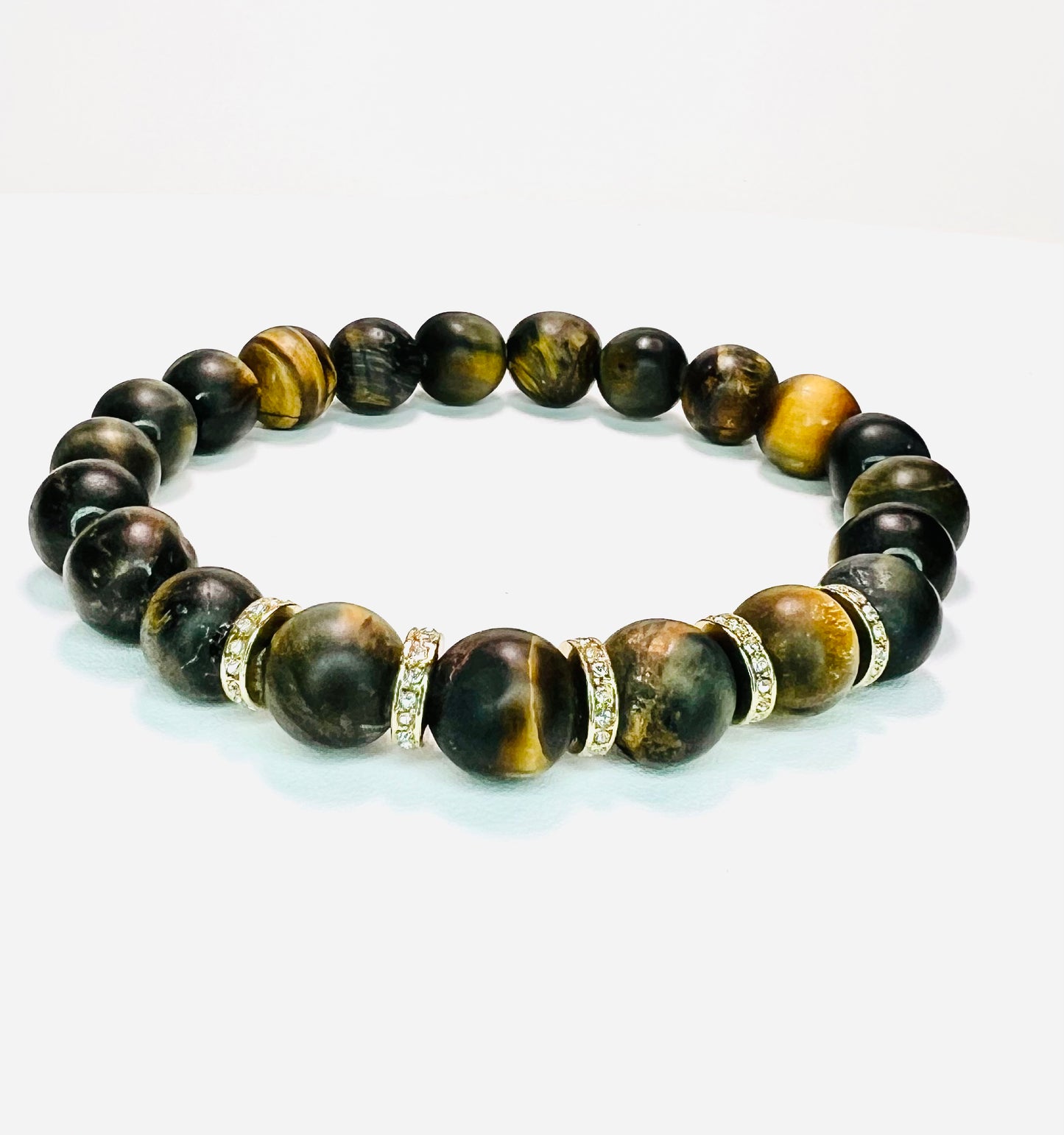 Men’s Dark Tiger Eye W/Crystal Accents