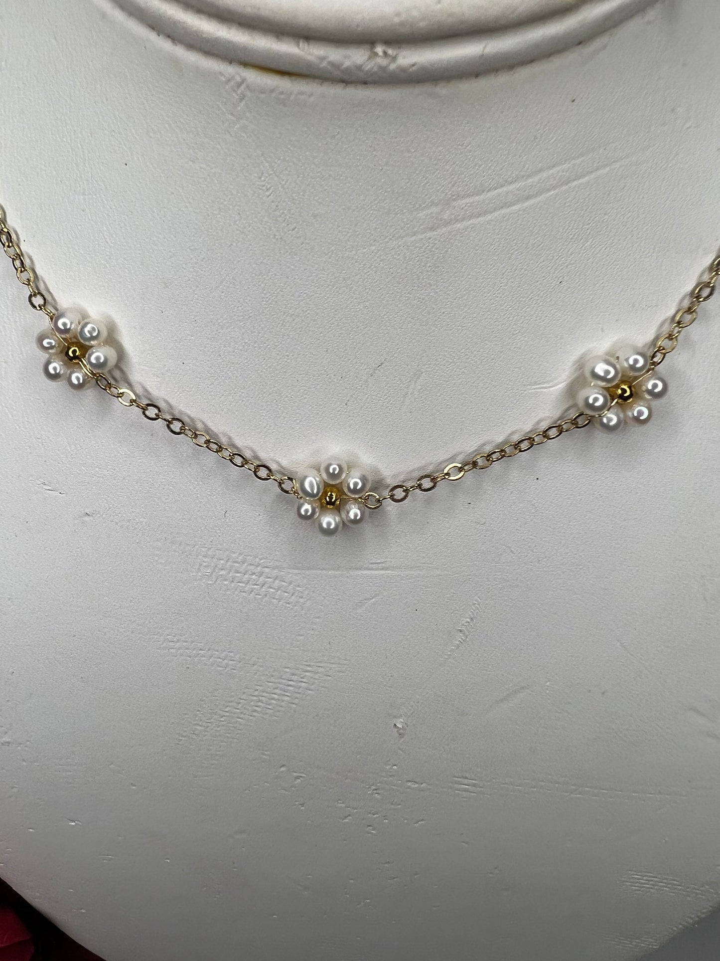 Gold Filled Pearl Daisy Necklace