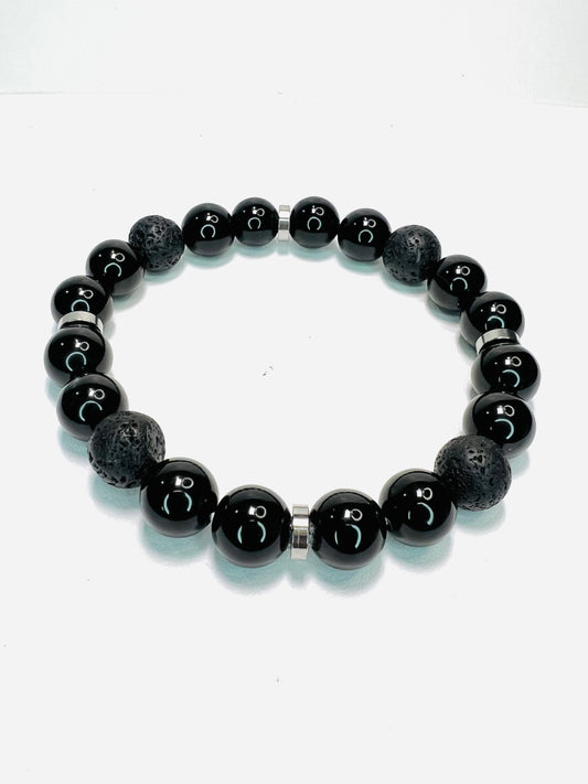 Men’s Black Onyx and Lava Stone