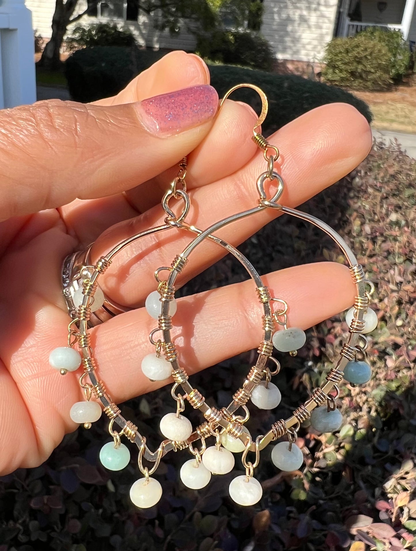 Gemstone hoop earrings