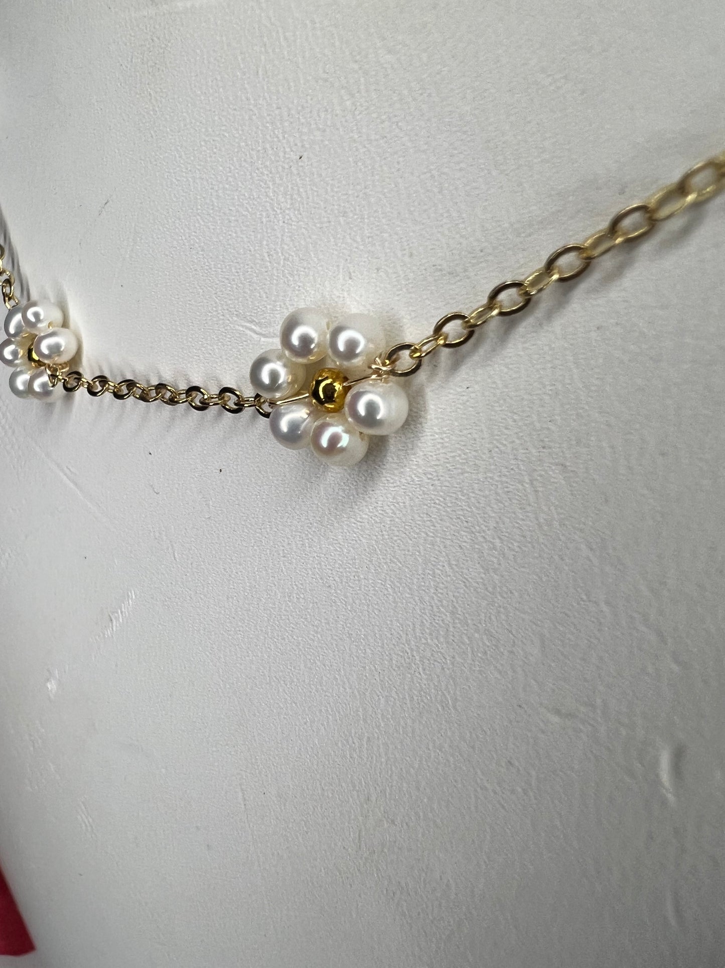 Gold Filled Pearl Daisy Necklace