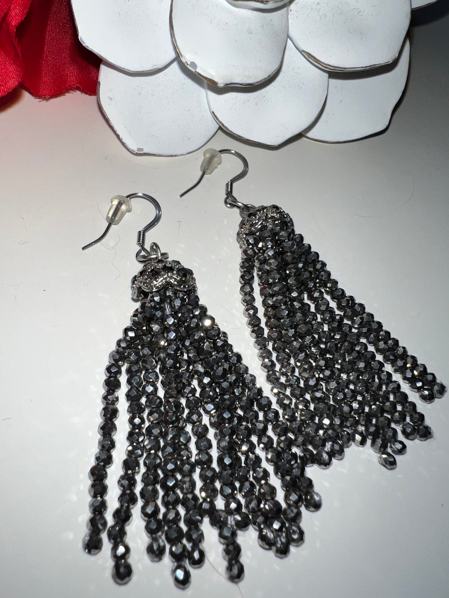 Hematite multi-strand dangle earrings